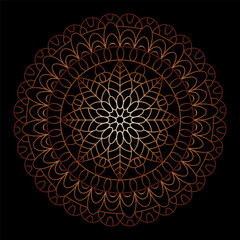A luxurious ornament. Symmetrical pattern in Tantric yoga of Buddhism and Hinduism. Golden mandala pattern. A design element for a creative idea