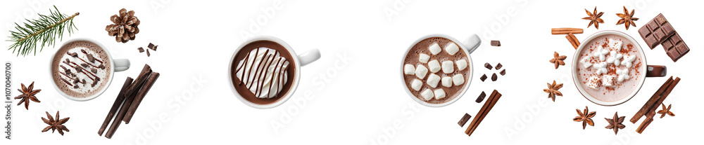 Poster View from the top of a cup of hot cocoa isolated on a transparent background