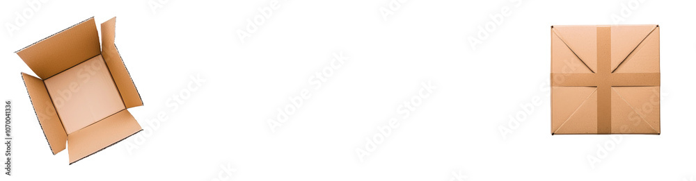 Aufkleber An empty closed cardboard box mockup with a shadow on a transparent background, a png file.