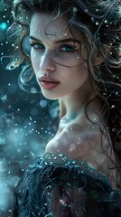 Enchanted Woman with Sparkling Eyes: A Mystical Portrait