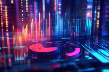 Glowing Infographic with High-Tech Pie Chart Elements