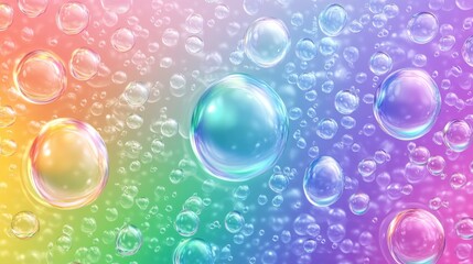 Colorful bubbles floating against a vibrant gradient background, creating a whimsical and dreamy atmosphere.