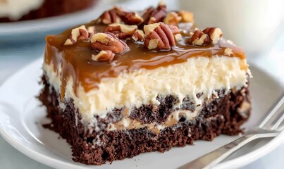 slice of German Chocolate Poke Cake, Generative AI 