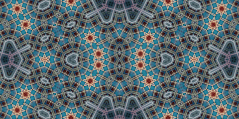 Seamless kaleidoscope pattern. The texture of the woven pattern. Endless pattern