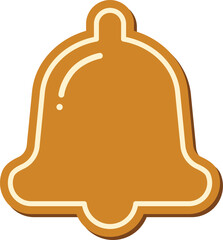 Gingerbread christmas bell cookie simple design vector flat illustration