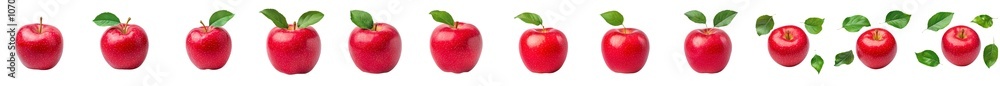 Poster the red apple is isolated on a white background with full depth of field