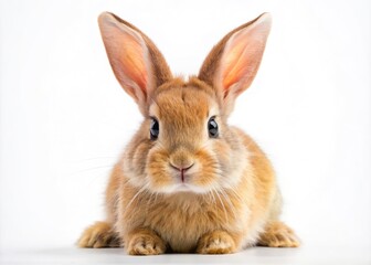 Obraz premium Panoramic View of a Rabbit on a White Background - Cute Bunny, Animal Photography, Nature, Wildlife, Easter, Fluffy Fur, Pet, Domestic Rabbit, Animal