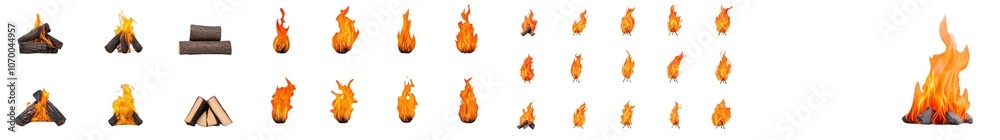 Aufkleber flames in various shapes isolated on a transparent background. png format.