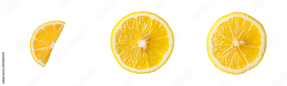 Poster isolated lemon slice on transparent background, top view