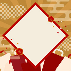 色紙風フレームのお正月背景