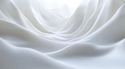 Fototapeta premium A serene and flowing abstract representation of white fabric, creating gentle waves and textures that evoke calmness.