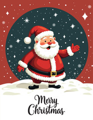 Merry Christmas greeting card with Santa Claus