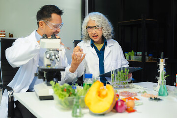 Microbiologist Working on Molecule Samples in Modern Food Science Laboratory.