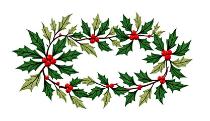 Fototapeta premium holly branch with berries