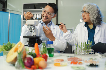 Microbiologist Working on Molecule Samples in Modern Food Science Laboratory.