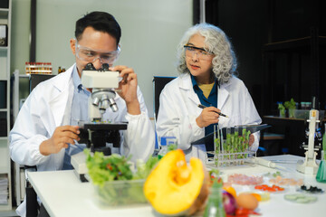 Microbiologist Working on Molecule Samples in Modern Food Science Laboratory.