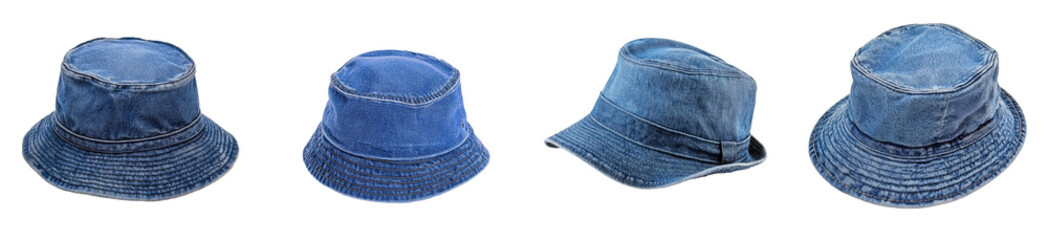 Background of transparent denim bucket hats