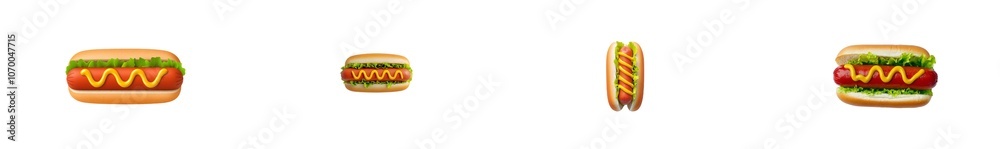 Poster view from the top of a hot dog isolated on a transparent background