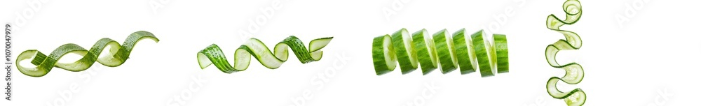 Poster Isolated cucumber slices on transparent background