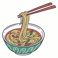Noodle with chopstick on bowl