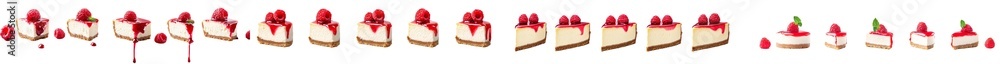Poster isolated cheesecake slices with berries over a transparent background