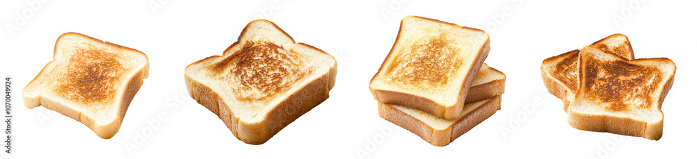 Poster a top view of fried toast bread isolated on a transparent background
