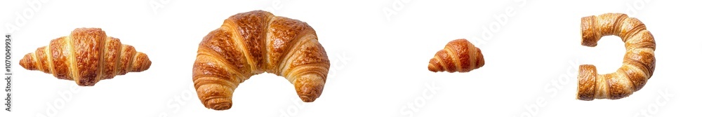 Poster Top view of croissant isolated on transparent background