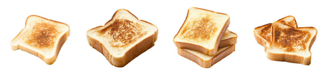 Fototapeta premium A top view of fried toast bread isolated on a transparent background