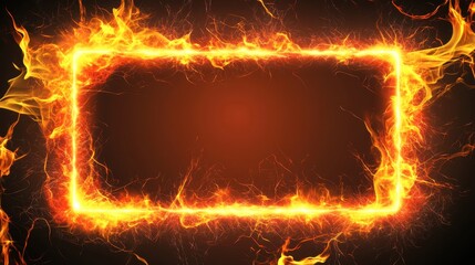 Vibrant flames create a striking fiery frame, perfect for highlighting your creative content.