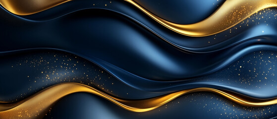 Abstract Blue and Gold Wavy Background.