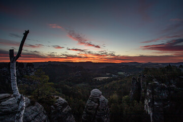 Bastei Bridge at Sunrise, Saxon Switzerland, Germany