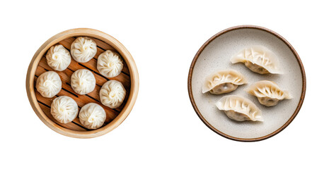 Top view of transparent plate with khinkali