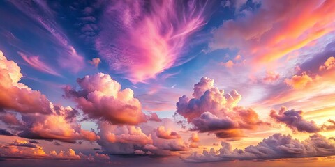 Fototapeta premium Romantic Pink Sky at Sunset with Soft Clouds for Postcards and Book Illustrations - Dreamy Landscape Photography