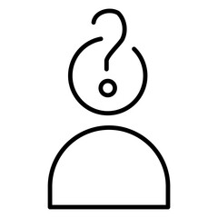 Obraz premium Minimalistic question mark line icon, representing curiosity or uncertainty. Simple vector design ideal for FAQs, help sections, and support platforms.