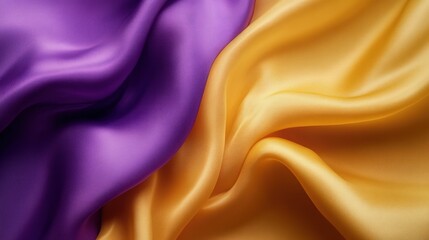 Obraz premium A smooth, luxurious purple and gold silk fabric background.
