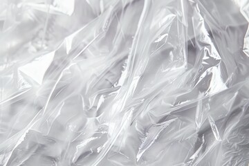 Obraz premium Photo of Crumpled sheet of polythene plastic wrap. Background texture for backdrops or mapping