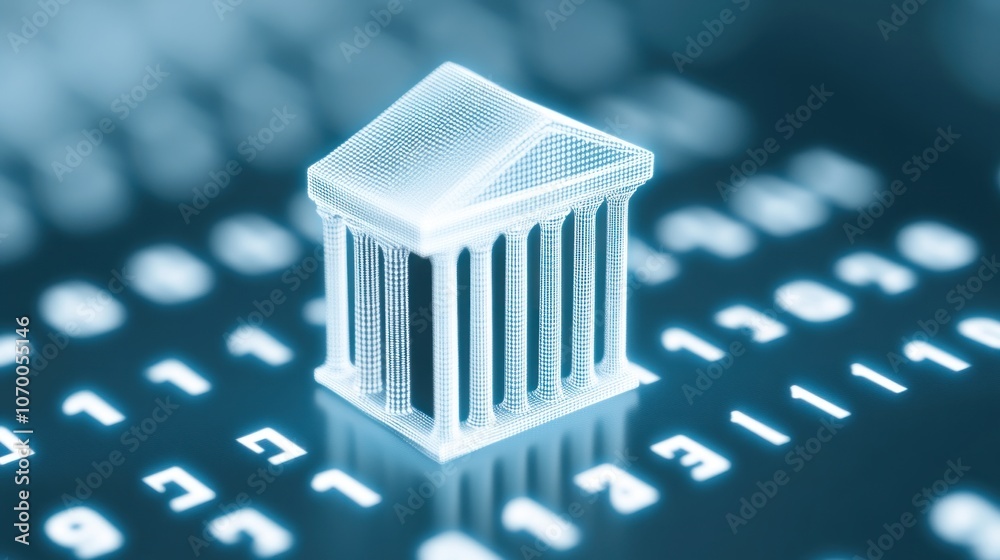 Leinwandbilder explore digital architecture with a 3d model of a classical building