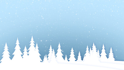 Obraz premium Christmas and New years Holiday snowy landscape with trees and blue white snowy copy space sky illustration backgrounds. 