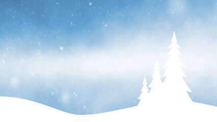 Christmas and New years Holiday snowy landscape with trees and blue white snowy copy space sky illustration backgrounds.	
