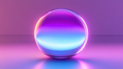 Obraz premium A captivating iridescent sphere glowing with vibrant purple and blue hues against a smooth gradient background.