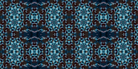 Seamless kaleidoscope pattern. The texture of the woven pattern. Endless pattern