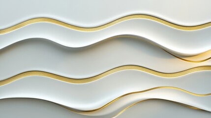 Obraz premium Abstract wave patterns in white and gold tones create a modern and elegant texture.