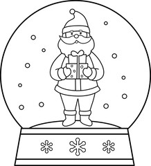 Cute Santa Claus snowball outline vector.
Christmas snowball coloring drawing SVG.
Transparent background.
