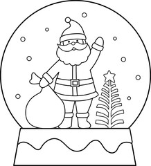 Cute Santa Claus snowball outline vector.
Christmas snowball coloring drawing SVG.
Transparent background.