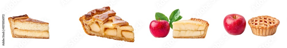 Poster PNG image of an apple pie slice isolated on a transparent or white background