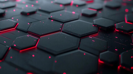 Obraz premium Modern Dark hexagonal with red lines background