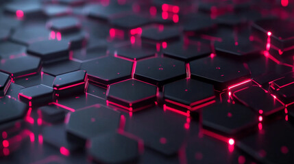 Obraz premium Modern Dark hexagonal with red lines background