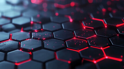 Obraz premium Modern Dark hexagonal with red lines background