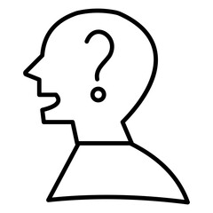 Minimalistic question mark line icon, representing curiosity or uncertainty. Simple vector design ideal for FAQs, help sections, and support platforms.
