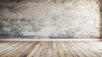 Fototapeta premium Rustic Brick Wall with Wooden Floor Interior Scene